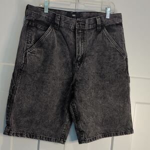 Vans Mens Drill Chore Denim Short Stone Wash Black Loose Fit Size 34